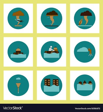 Collection of icons in flat style flood and vector image