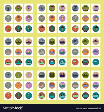 Collection of icons in flat style flood and vector image