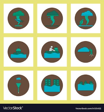 Collection of icons in flat style flood and vector image