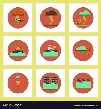 Collection of icons in flat style flood and vector image