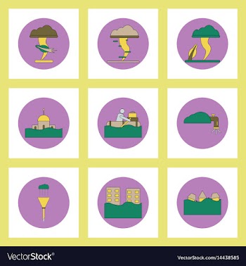 Collection of icons in flat style flood and vector image