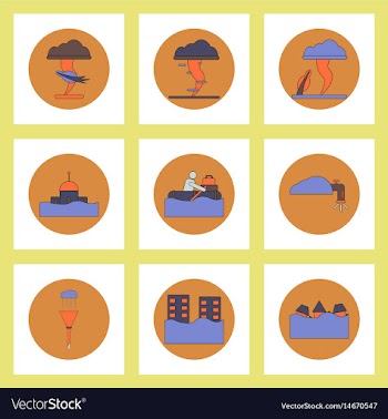 Collection of icons in flat style flood and vector image