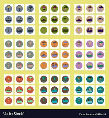 Collection of icons in flat style flood and vector image