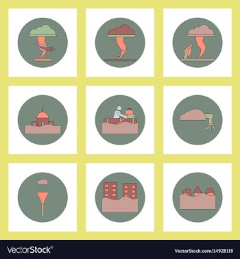Collection of icons in flat style flood and vector image