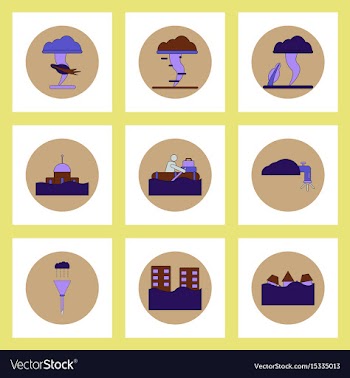 Collection of icons in flat style flood and vector image