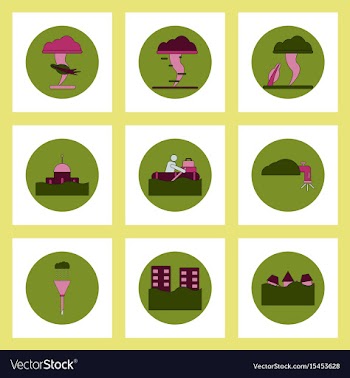 Collection of icons in flat style flood and vector image