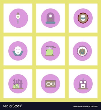 Collection of icons in flat style halloween party vector image