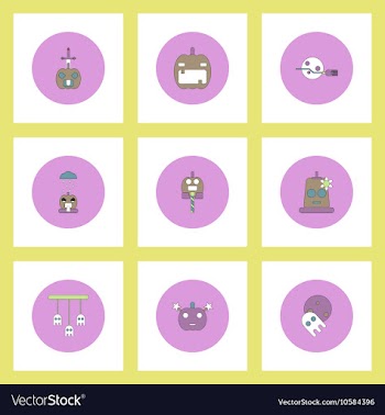 Collection of icons in flat style halloween party vector image