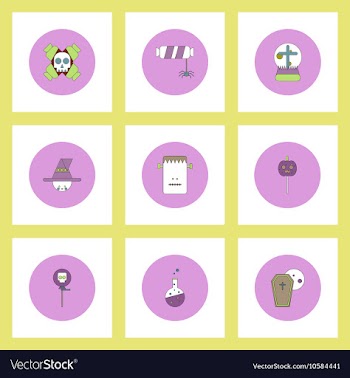 Collection of icons in flat style halloween party vector image