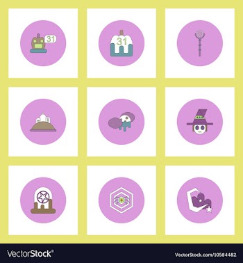 Collection of icons in flat style halloween party vector image