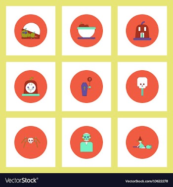 Collection of icons in flat style halloween party vector image