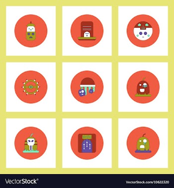 Collection of icons in flat style halloween party vector image