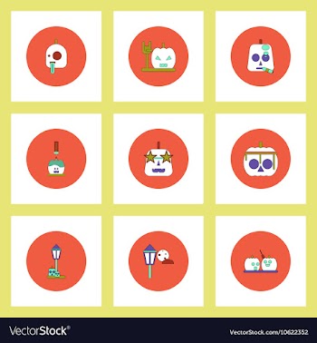 Collection of icons in flat style halloween party vector image