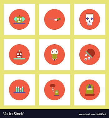 Collection of icons in flat style halloween party vector image