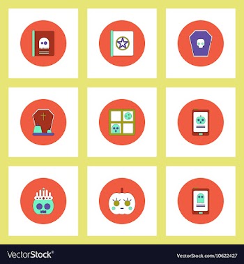 Collection of icons in flat style halloween party vector image