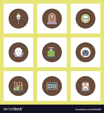 Collection of icons in flat style halloween party vector image