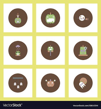 Collection of icons in flat style halloween party vector image
