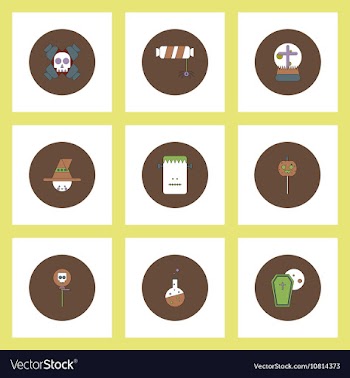 Collection of icons in flat style halloween party vector image