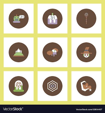 Collection of icons in flat style halloween party vector image