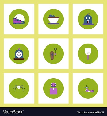 Collection of icons in flat style halloween party vector image
