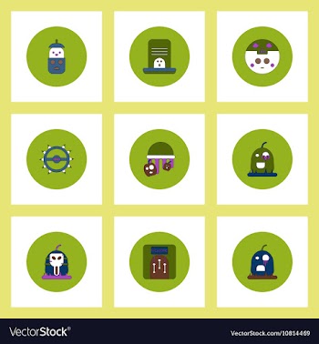 Collection of icons in flat style halloween party vector image