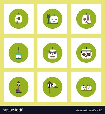 Collection of icons in flat style halloween party vector image