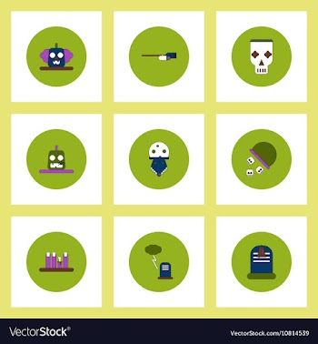 Collection of icons in flat style halloween party vector image