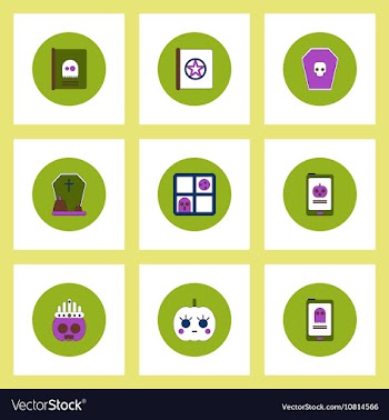 Collection of icons in flat style halloween party vector image