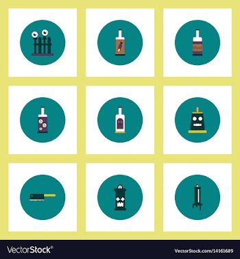 Collection of icons in flat style halloween party vector image