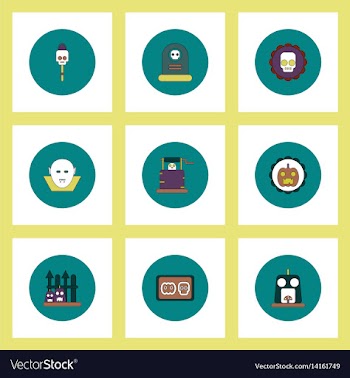 Collection of icons in flat style halloween party vector image