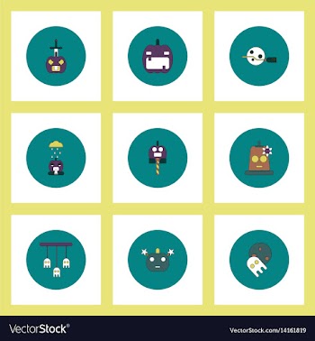 Collection of icons in flat style halloween party vector image
