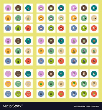Collection of icons in flat style halloween party vector image