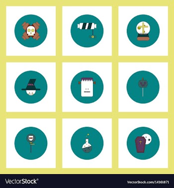 Collection of icons in flat style halloween party vector image