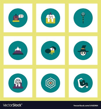 Collection of icons in flat style halloween party vector image