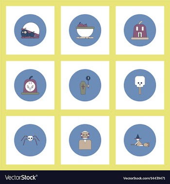 Collection of icons in flat style halloween party vector image