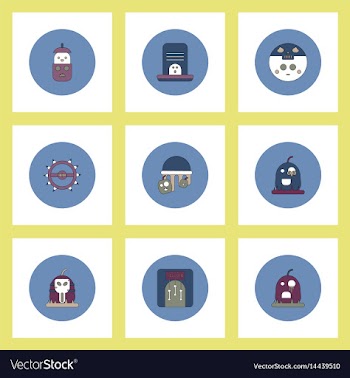 Collection of icons in flat style halloween party vector image