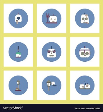 Collection of icons in flat style halloween party vector image