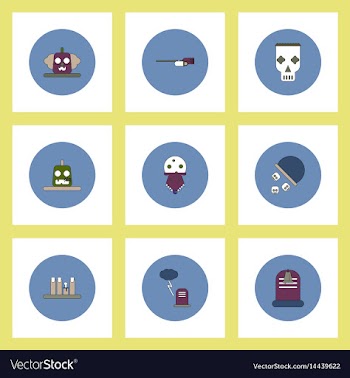 Collection of icons in flat style halloween party vector image