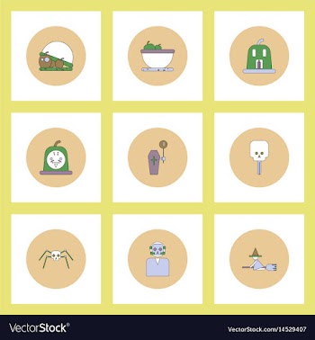 Collection of icons in flat style halloween party vector image
