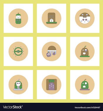 Collection of icons in flat style halloween party vector image