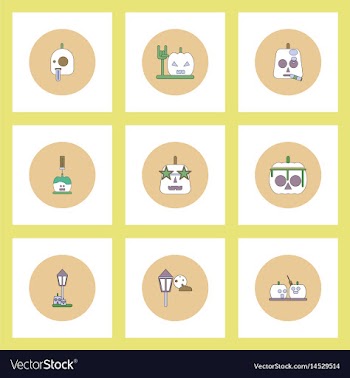 Collection of icons in flat style halloween party vector image