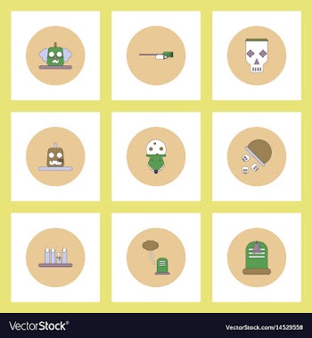 Collection of icons in flat style halloween party vector image