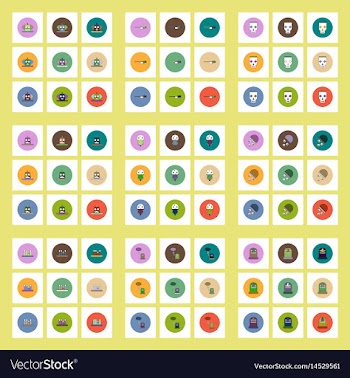 Collection of icons in flat style halloween party vector image
