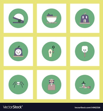 Collection of icons in flat style halloween party vector image