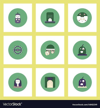 Collection of icons in flat style halloween party vector image