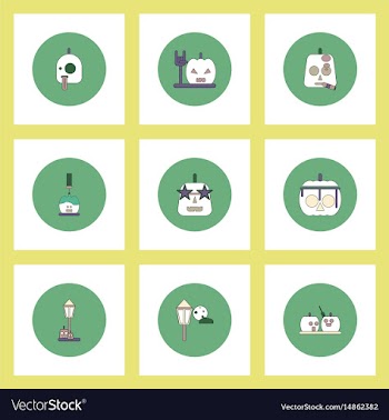 Collection of icons in flat style halloween party vector image