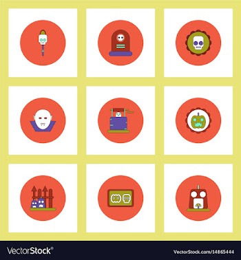 Collection of icons in flat style halloween party vector image