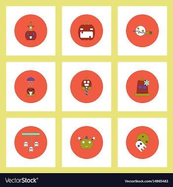 Collection of icons in flat style halloween party vector image