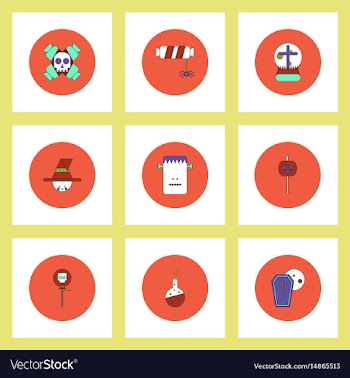 Collection of icons in flat style halloween party vector image