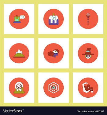 Collection of icons in flat style halloween party vector image
